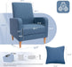 Modern Upholstered Accent Chair Armchair with Pillow, Fabric Reading Living Room Side Chair,Single Sofa with Lounge Seat and Wood Legs, Blue