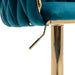 Modern Swivel Bar Stools Set of 2, Velvet Adjustable Height Barstool with Barrel Back Kitchen Island Counter Bar Chair with Golden Base, Teal Green
