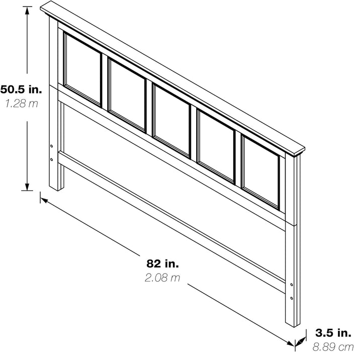 OSP Home Furnishings Farmhouse Basics King Headboard Only, Rustic Black Finish