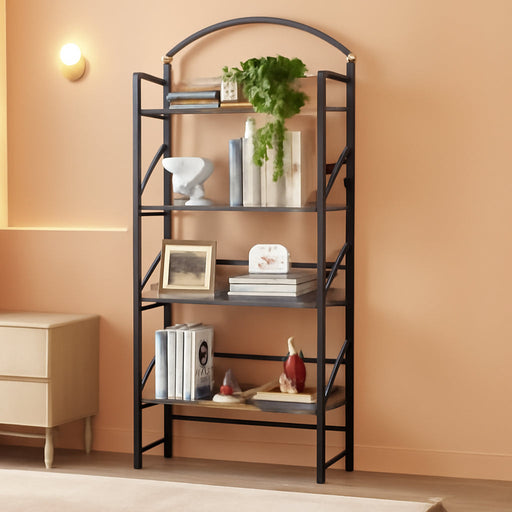 Arched Bookshelf 4 Tier Shelf Storage Organizer Bookcase,No Assembly Folding Book Shelf for Living Room,Bedroom Home Office Rack Bookhelves