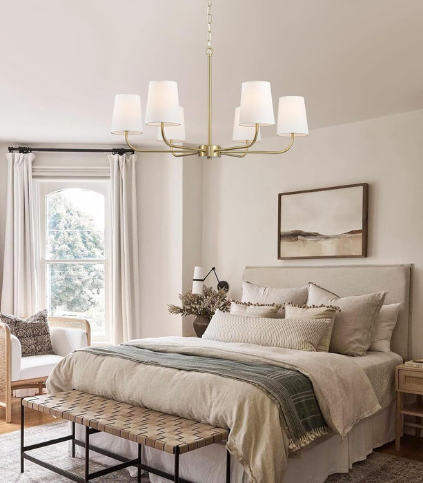 Brushed Gold Contemporary Pendant Chandelier 6 Lights