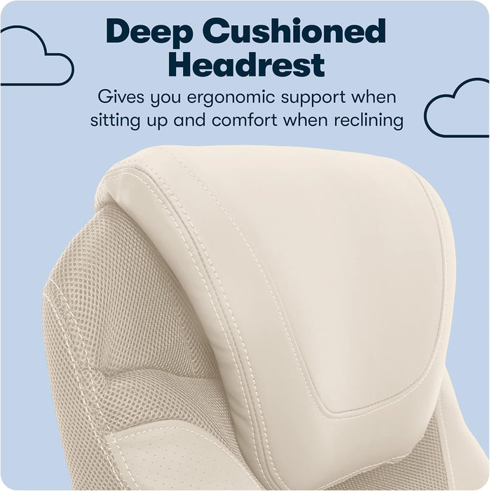 Bryce Executive Office Chair, Ergonomic Computer Deskchair with Patented AIR Lumbar Technology, Comfortable Layered Body Pillows for Cushioning, quality Foam, Bonded Leather, Cream White