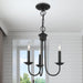 Blackened Steel Three Light Chandelier Living Room