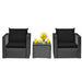 3 Pieces Patio Wicker Conversation Set with Cushion