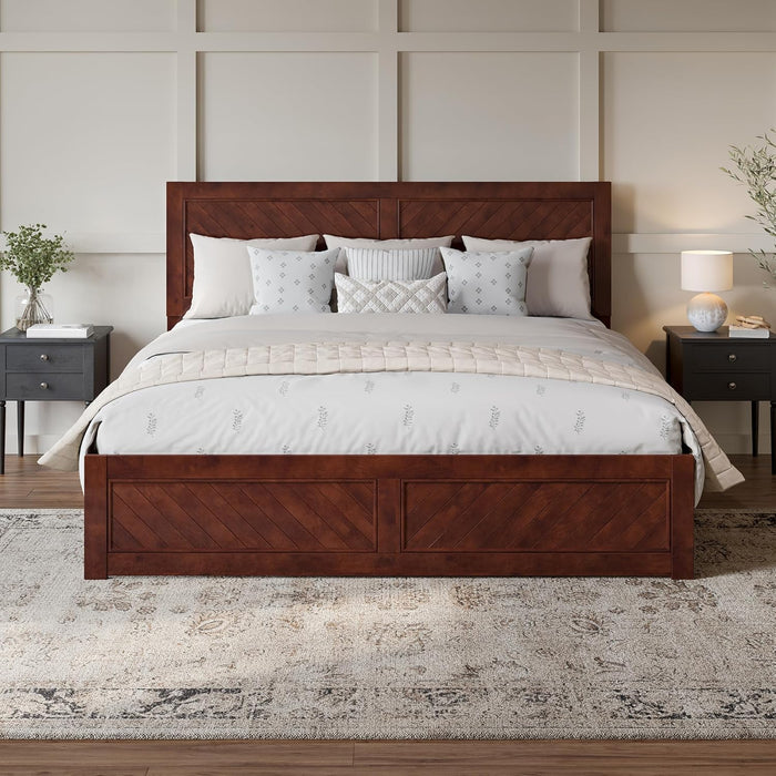 , Canyon King Platform Bed with Matching Footboard, Walnut
