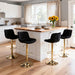 Velvet Bar Stools Set of 4 - Swivel Counter Height Barstools with Back & Adjustable Height, Modern Gold Kitchen Island Stools for Bar, Armless Pub Stools, Soft Black Upholstered Seating