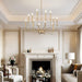 Modern Gold Farmhouse Chandeliers, 12-Light Industrial Metal Chandelier Lighting, Classic Candle Hanging Pendant Light Fixtures for Kitchen, Dining Room, Living Room, Entryway