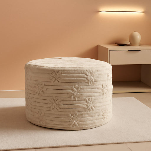 Pouf Ottoman Foot Rest – Plush round All-In-One Foam Stool for Cozy Lounging, Floor Pouf & Chic Decor (Light Coffee)