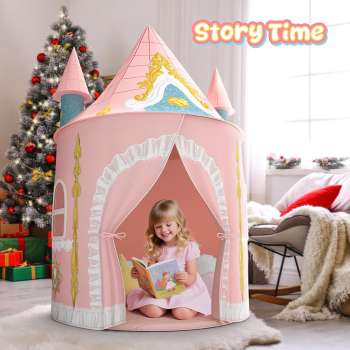 Kids Play Tent for Girls Toddler Indoor Princess Tents for Kids Ages 4-8 Large Outdoor Playhouse Castle for Girl Boys 3-5 4-6 Birthday Thanksgiving