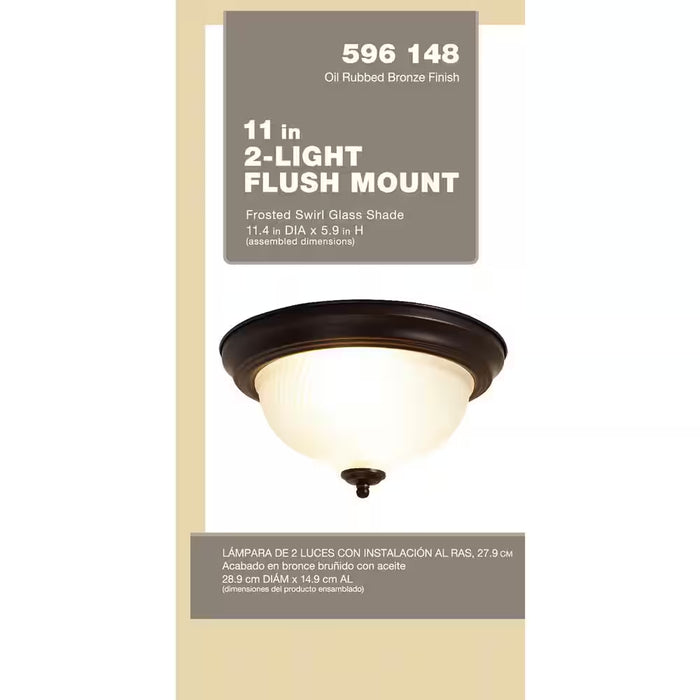 11 In. 2-Light Oil Rubbed Bronze Flush Mount