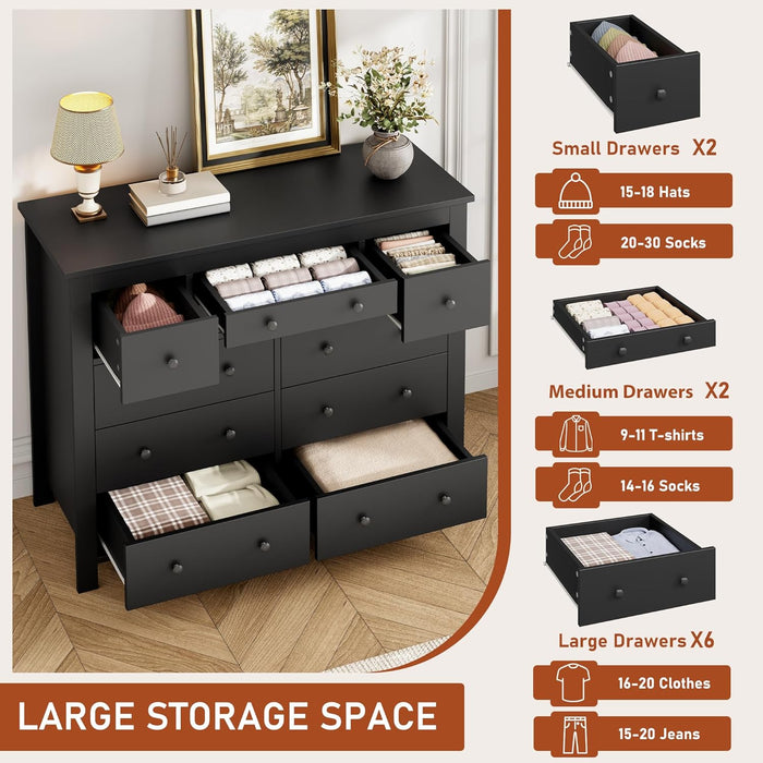 10 Drawers Dresser for Bedroom,Modern Wooden Chest of Drawers with Natural Texture, Sturdy and Stable Storage Organizer for Living Room, Entryway, Home Office