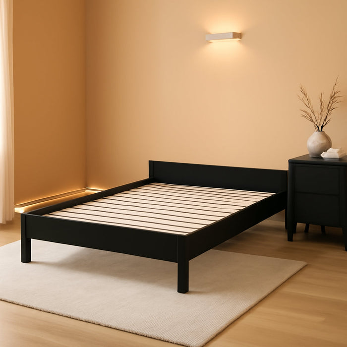 Home Furnishings - Hounslow - Wood - Universal Platform Bed with Fully Slatted Frame, Pre-Drilled Holes and Center Rail - Bedroom - Queen Size - Black - 306129Q