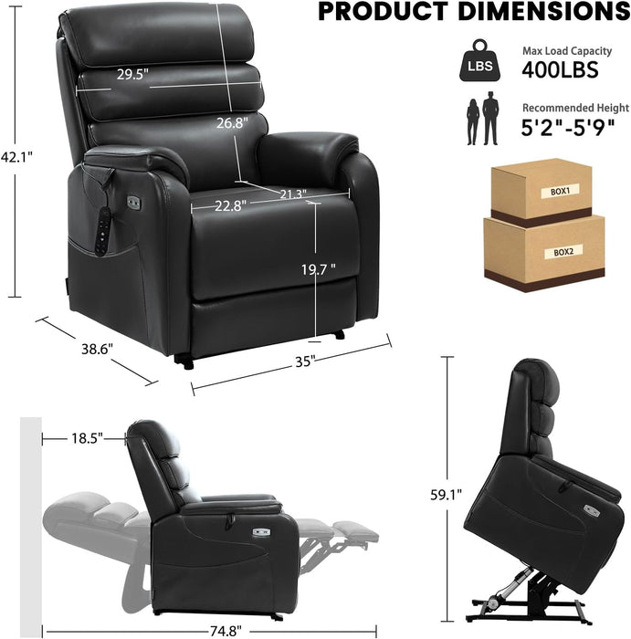 Dual Motor Power Lift Recliner Chair for Elderly with Heat & Massage