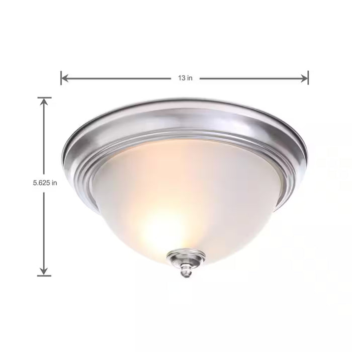 13 In. 2-Light Brushed Nickel Flush Mount