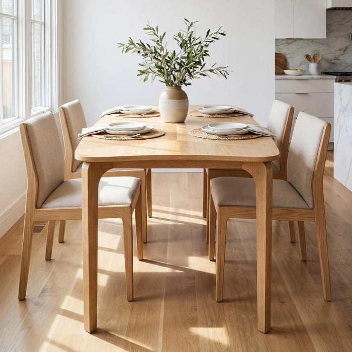 63 Inch Oak Finish SolidWood DiningTable Contemporary
