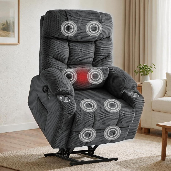Dual Motor Power Lift Recliner Chair for Elderly with Massage & Heat
