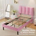 Twin Size Bed Frame with Upholstered Headboard, Velvet & Pink