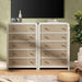 5 Drawer Tall Dresser for Bedroom, 47'' Rattan Dresser with Ample Storage, Boho Chest of Drawers, Thickened Curved Profile Design, Oak Dressers for Bedroom, Living Room
