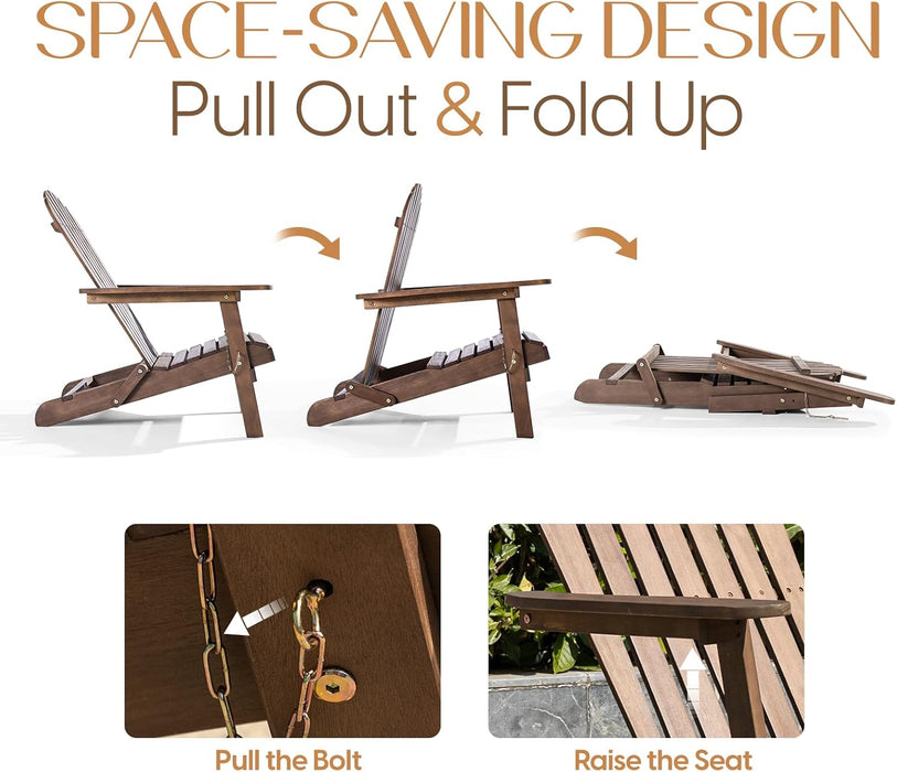 Outdoor Adirondack Chair Set of 2, Pre-Assembled Backrest, Patio Furniture Set, Outdoor Furniture for Garden, Porch, Deck, Firepit