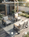 Outdoor Swivel Patio Chairs Set of 3, Aluminum Large 3-Piece Outdoor Patio Conversation Furntiure Set with Side Table, Luxury Wider Seat & High Back Bistro Table and Chairs Set of 3, Gray