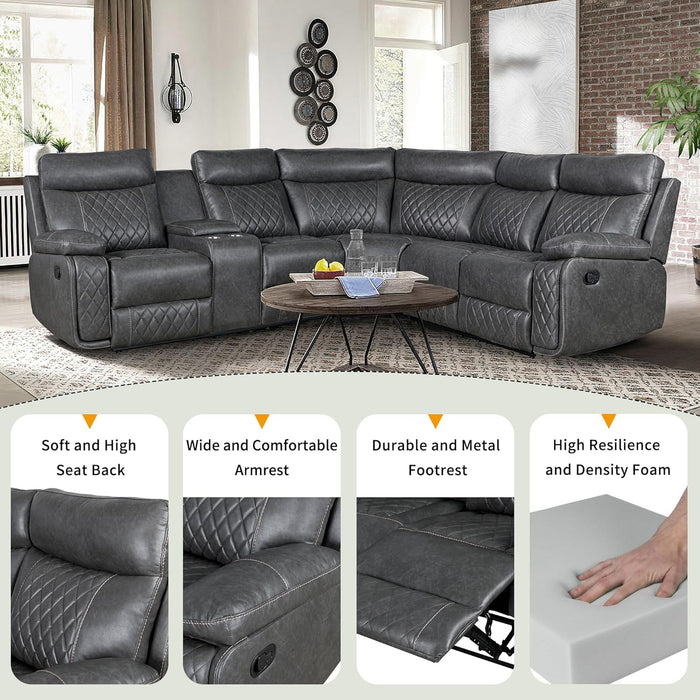 L-Shaped Manual Reclining Sectional Sofa with Storage