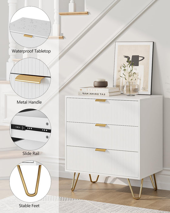 3 Drawer Dresser for Bedroom, 27.6" Modern Storage Dresser, White