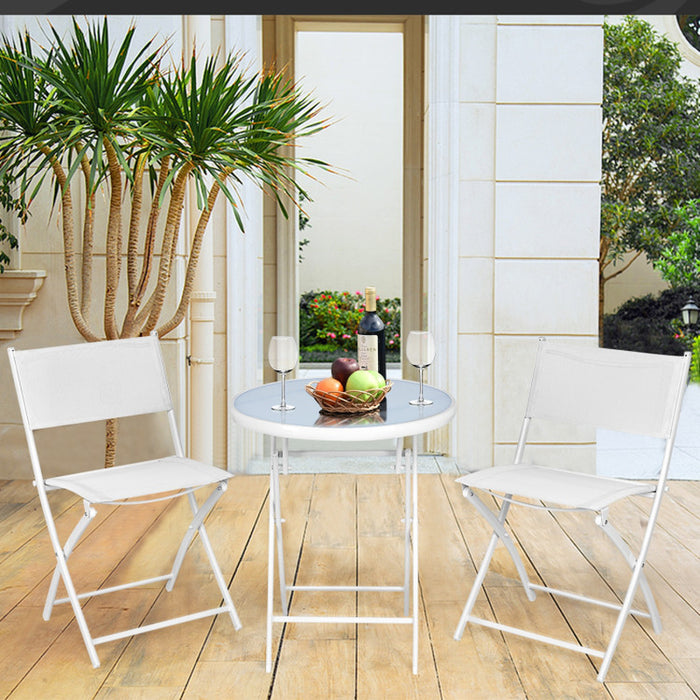 3 Pieces Patio Folding Bistro Set for Balcony or Outdoor Space