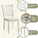 Set of 8 Farmhouse Dining Chairs with Upholstered Seats, Cream