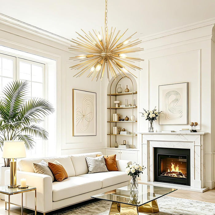 24Inch Golden Gleaming SputnikChandelier With Nine Lights