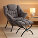 Lazy Chair with Ottoman, Modern Accent Chair Contemporary Lounge Leisure Sofa Chair with Armrests, Reading Chair and Folding Footstool Set for Living Room, Bedroom, Office, Dark Grey