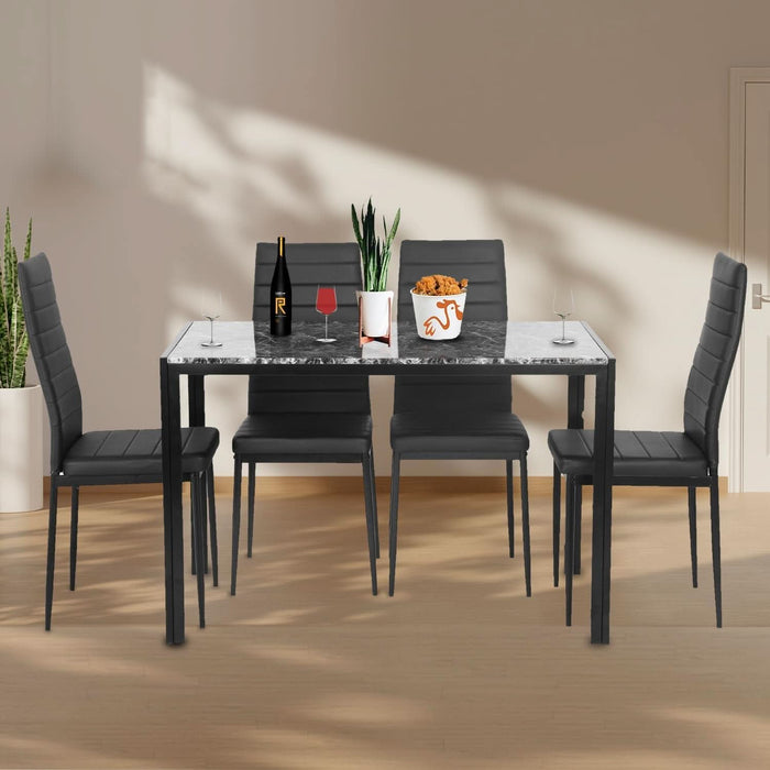 Dining Table Set Dining Room Table Set for Small Spaces Kitchen Table and Chairs for 4 Table with Chairs Home Furniture Rectangular Modern (Black Marble)