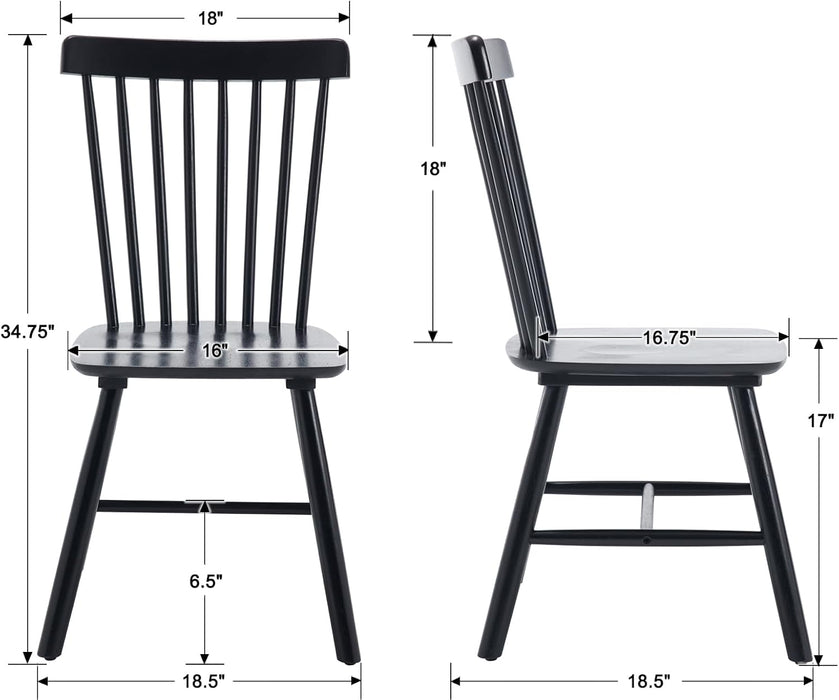 Dining Chairs Set of 4 Windsor Dining Chair, Spindle Back Farmhouse Kitchen Chairs Armless Solid Wood Side Chairs for Home/Dining Room/Restaurant/Patio,Black Finish