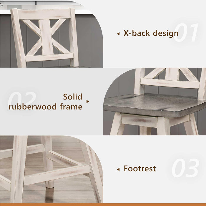 Amsonia Counter Height Swivel Barstool (Set of 2), White