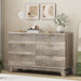 Fluted Dresser for Bedroom with 6 Drawers, 48" Wide Modern Chest of Drawers with Metal Handle, Wooden Dresser TV Stand, Wood Closet Clothes Storage Organizer for Living Room, Hallway, Grey
