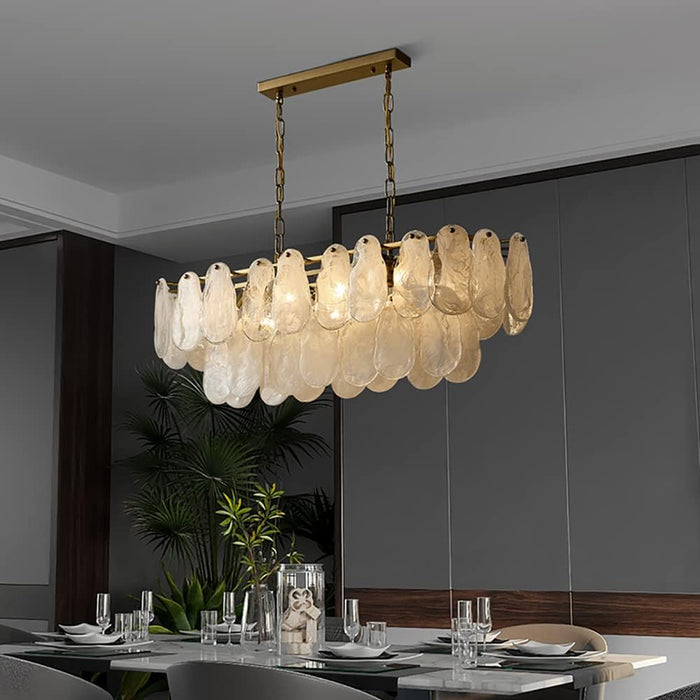Gold Multi-Tier Lantern Pendant Lighting,Cloud Glass Metal Kitchen Island Chandeliers Hanging Ceiling Light Fixtures