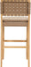 Nathan James Cohen Mid-Century Modern Leather Bar Stool, Counter Height Chair in Solid Wood Frame with Footrest and Woven Leather Back for Kitchen, Natural Brown, 1 Count, Barstool - 24"