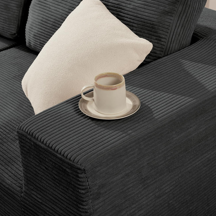 106 Inches Grey Convertible Sectional Upholstered Sofa