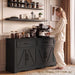 56" Farmhouse Black Buffet Cabinet with Charging Station