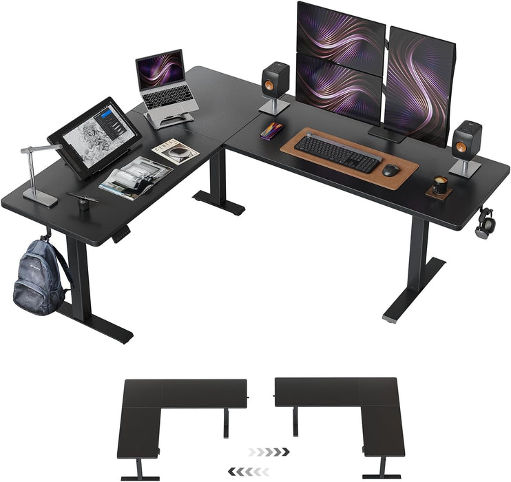 75 * 63" L Shaped Standing Desk, Electric Height Adjustable L Shaped Desk, Suitable for Home Office, Black - ShipItFurniture