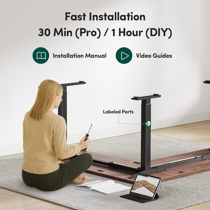 75 * 63" L Shaped Standing Desk, Electric Height Adjustable L Shaped Desk, Suitable for Home Office, Black Walnat - ShipItFurniture