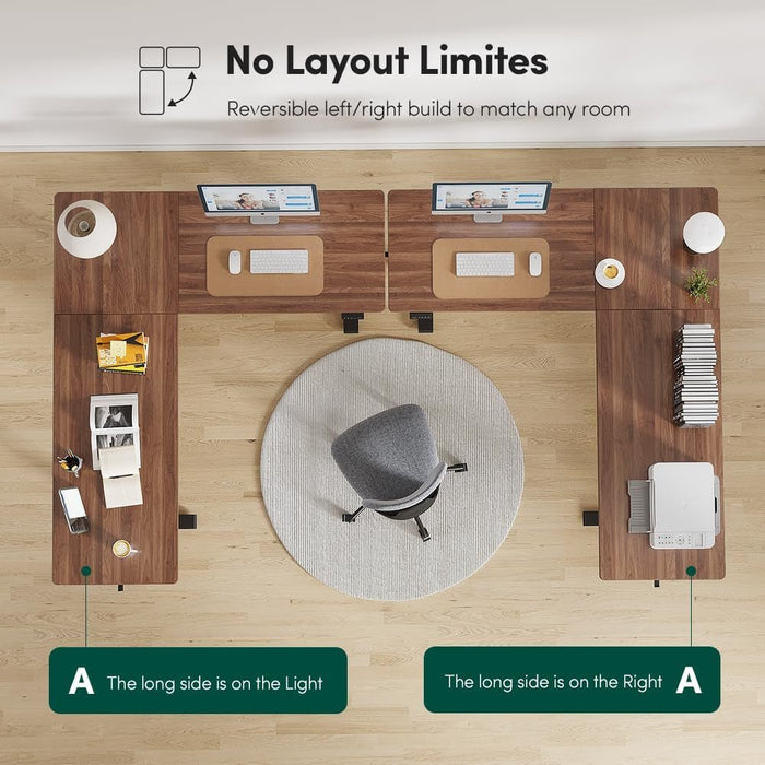 75 * 63" L Shaped Standing Desk, Electric Height Adjustable L Shaped Desk, Suitable for Home Office, Black Walnat - ShipItFurniture