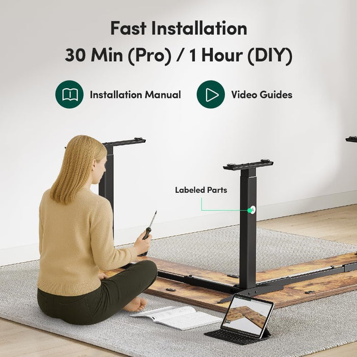 75 * 63" L Shaped Standing Desk, Electric Height Adjustable L Shaped Desk, Suitable for Home Office, Rustic Brown - ShipItFurniture