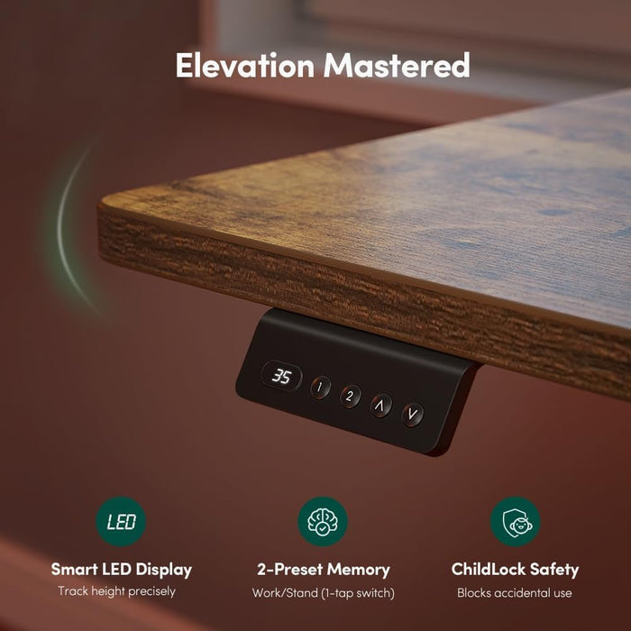 75 * 63" L Shaped Standing Desk, Electric Height Adjustable L Shaped Desk, Suitable for Home Office, Rustic Brown - ShipItFurniture