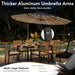 11FT Solar Powered LED Light Cantilever Patio Umbrella with Base Included, Large Cantilever Umbrella with 360°Rotation, Heavy-Duty Offset Outdoor Umbrella for Patio,Pool,Backyard (Champagne)