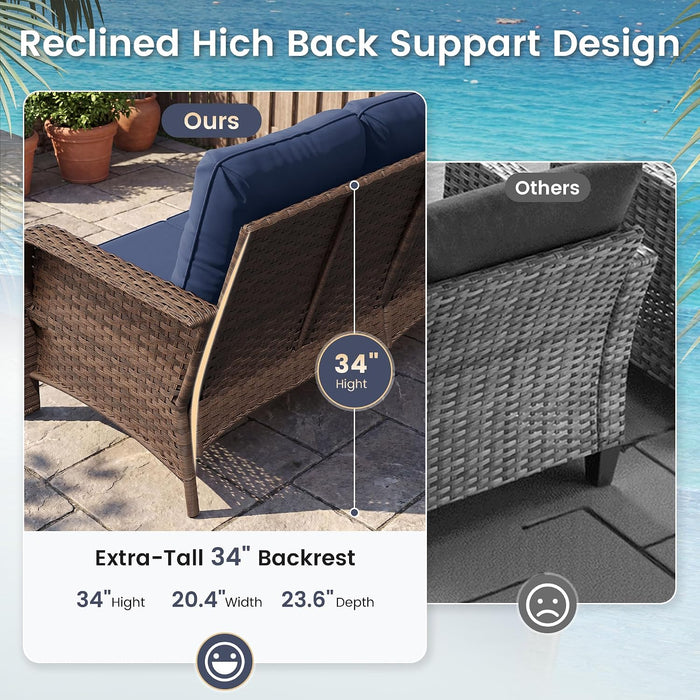 Patio Furniture Set 2 High-Back Swivel Chairs Conversation Set