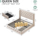 Queen Size Bed Frame with 4 Storage Drawers and Tufted Headboard Linen Upholstered Platform Bed Frame Wingback Beds with Wooden Slats Support, Easy Assembly, Beige