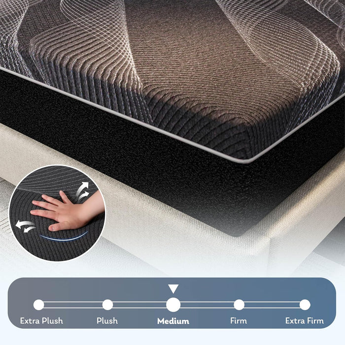 12 Inch Queen Mattress, Bamboo-Charcoal Memory Foam Mattress, Cooling & Pressure Relief, Bed in a Box, Foam Made in USA & Certipur-Us Certified, 60'X80'X12', Black