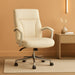 Executive Desk Chair, 275Lb Capacity, Oversized Cushion, Ivory Bonded Leather, 29.13"D X 25.2"W X 43.11"H