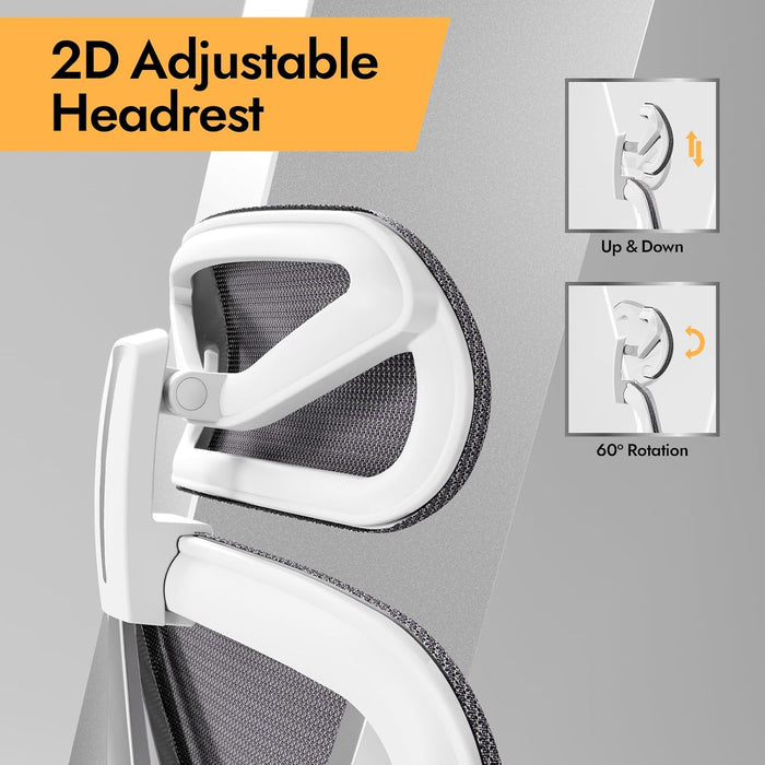 Ergonomic Mesh Office Chair, V Back Desk Chair with 2D Headrest