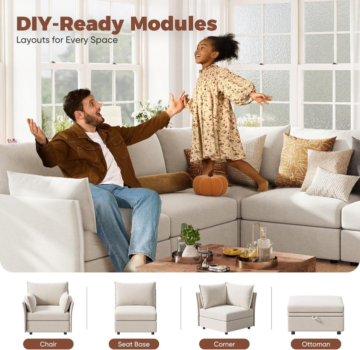 Oversized Accent Chair, Upholstered Modern Sofa Chair with Removable Backrest & Detachable Cover, 24.5" Deep Seat Large Reading Armchair for Living Room Bedroom Office - Chenille White Set of 1